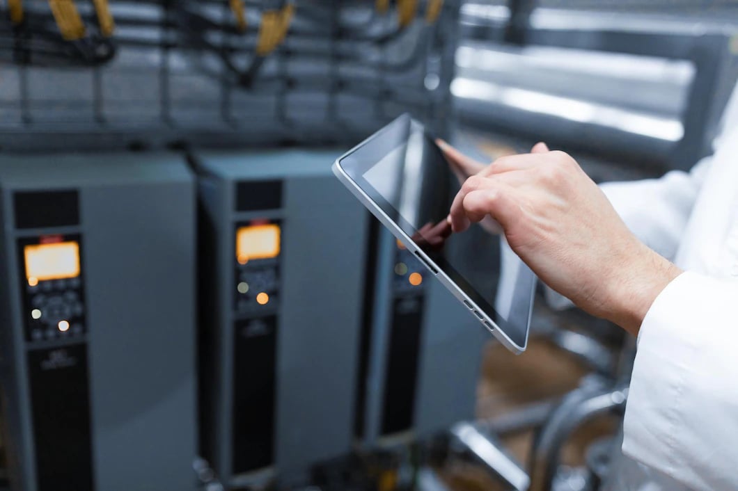 technologist-with-grey-tablet-his-hands-make-set-up-production-line-while-standing-department-dairy-factory_645730-724